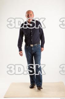 Walking pose blue deep shirt jeans of Ed 0004